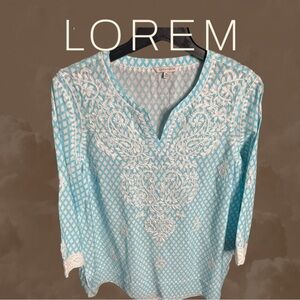 John Mark Blue and White Women's Top